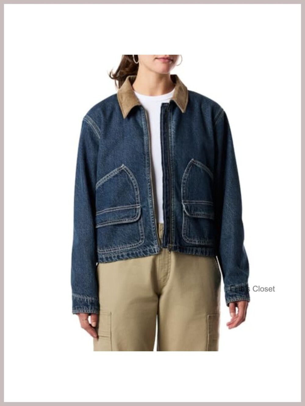 Women's Zip Utility Jacket Long Sleeve Cotton Collared